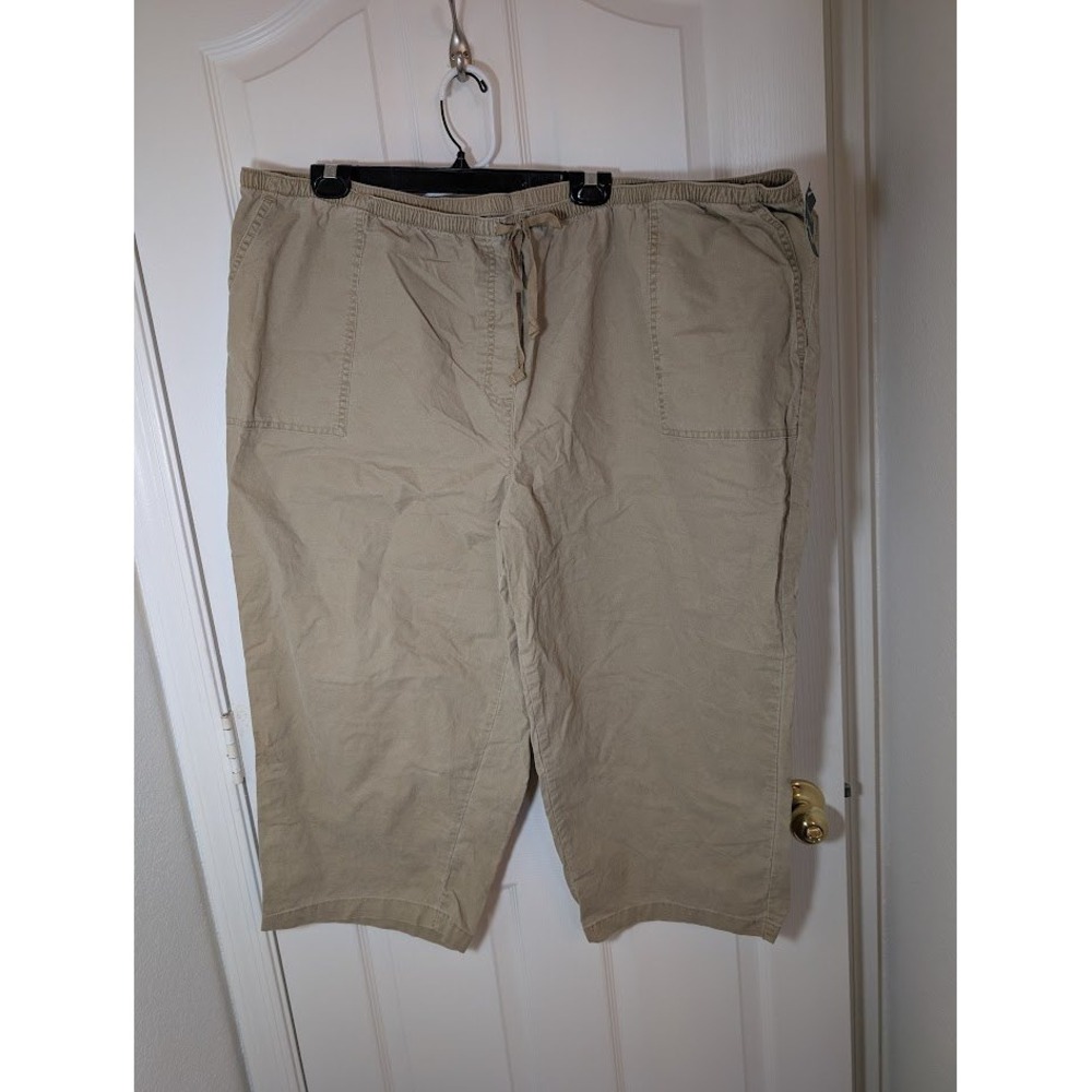 L.L.Bean 100% Cotton Capris Drawstring Elastic Waist Cropped Pants Plus‎ Size 3x